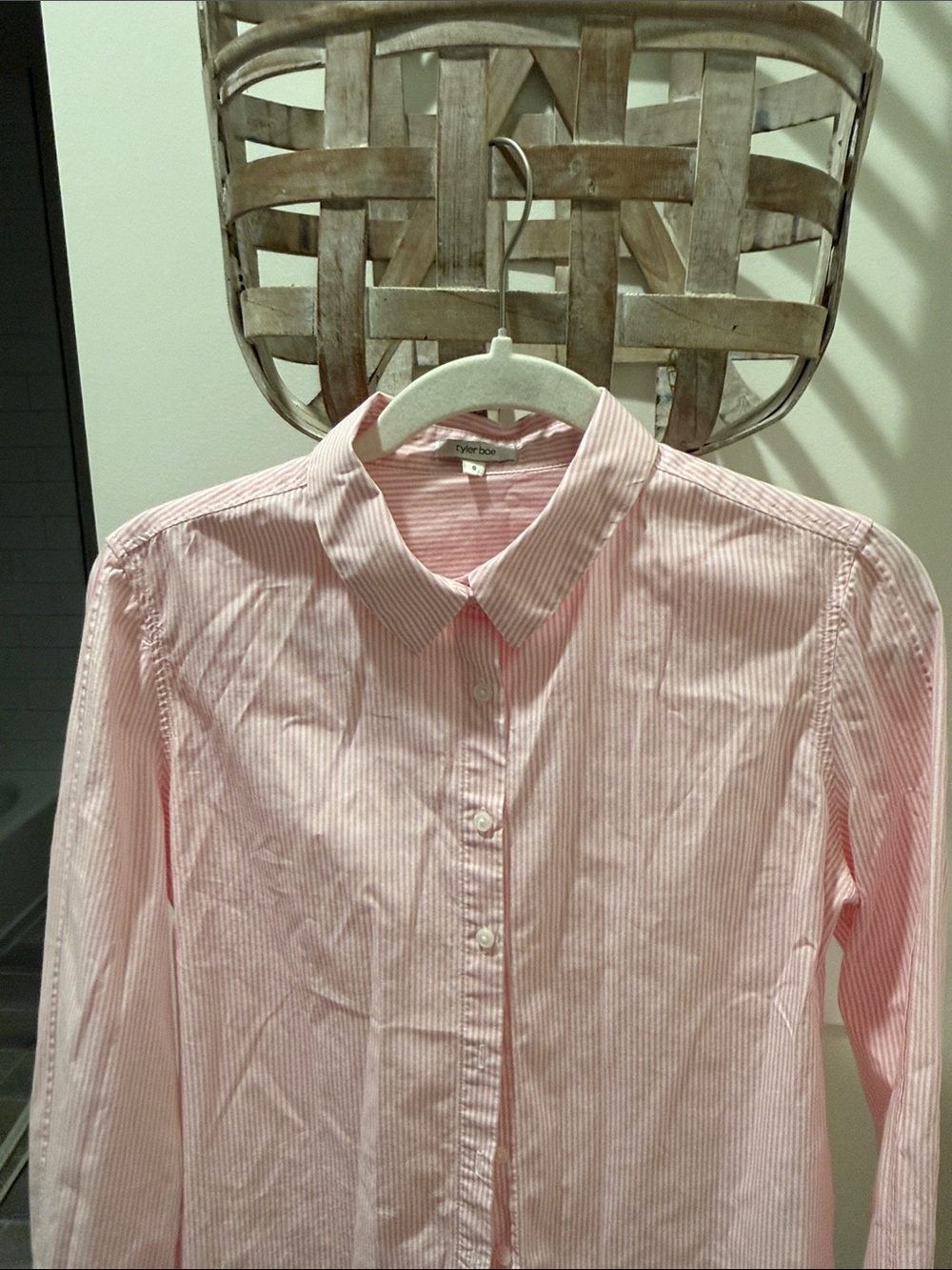 Tyler Boe Pink and White Striped Button-Down Shirt